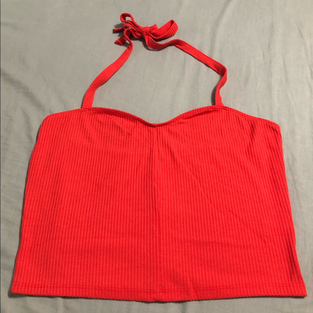Red Cropped Halter Top- Size L